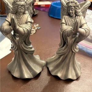 Graceful Silver Angel Sculptures